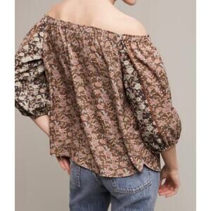 One September Anthropologie Floral Cottage Boho off the shoulder large‎ blouse
